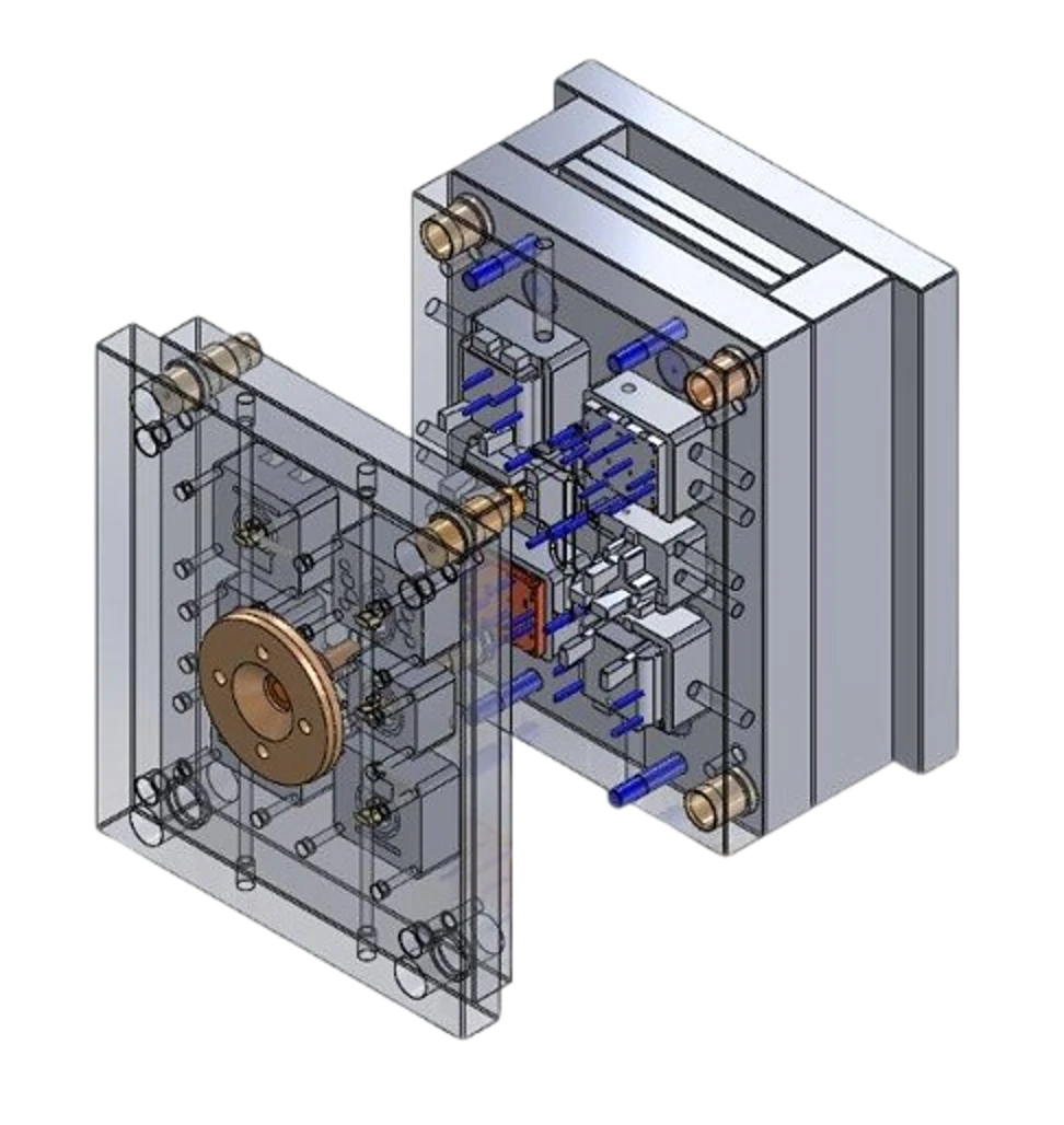 Projeto de molde de injeção em 3D